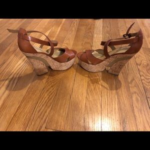 Nine West Cognac Wedges